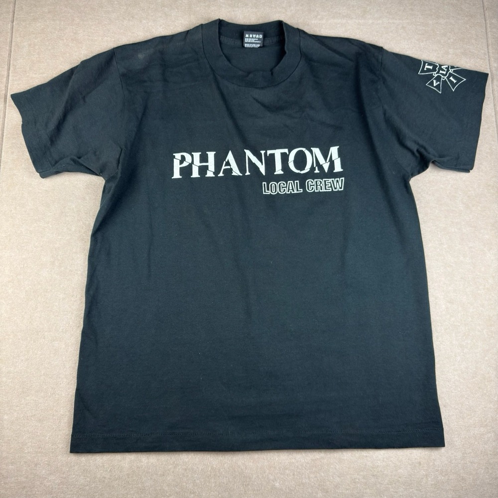 Vintage Phantom Local‎ Crew T-Shirt L Black 90s Theater Quote Single Stitch USA